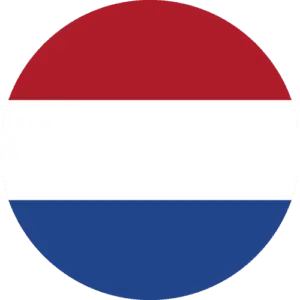 Dutch round flag icon representing the Netherlands for learning Dutch online at Talk and Chalk