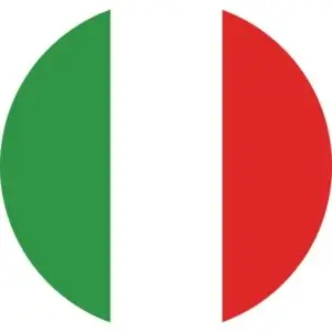 Italian round flag icon representing Italy for learning Italian online at Talk and Chalk