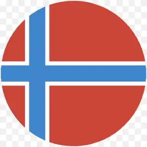 Norwegian round flag icon representing Norway for learning Norwegian online at Talk and Chalk