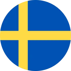 Swedish round flag icon representing Sweden for learning Swedish online at Talk and Chalk